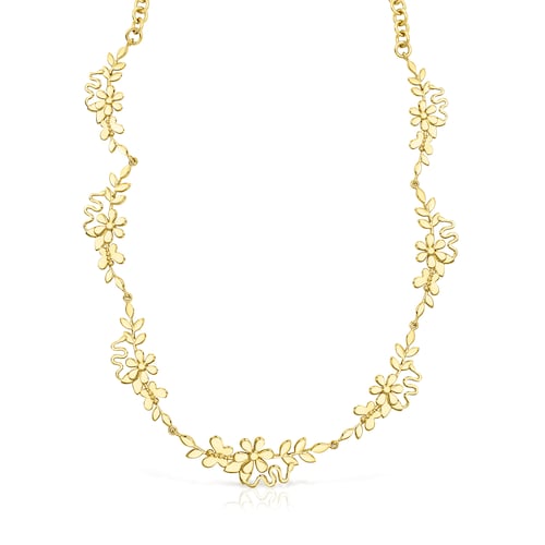 Collar Real Mix Leaf con ba&ntilde;o de oro 18 kt sobre plata
