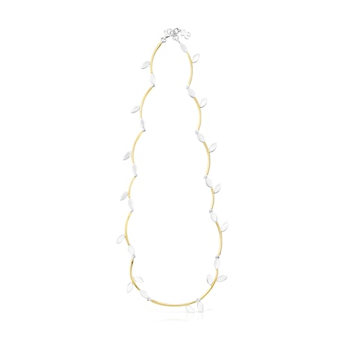 Silver Vermeil and Silver Real Mix Leaf Necklace
