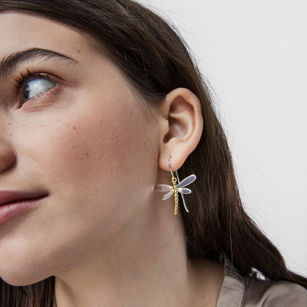 Aretes cortos Real Mix Bera de Plata y Plata con ba&ntilde;o de oro 18 kt sobre plata