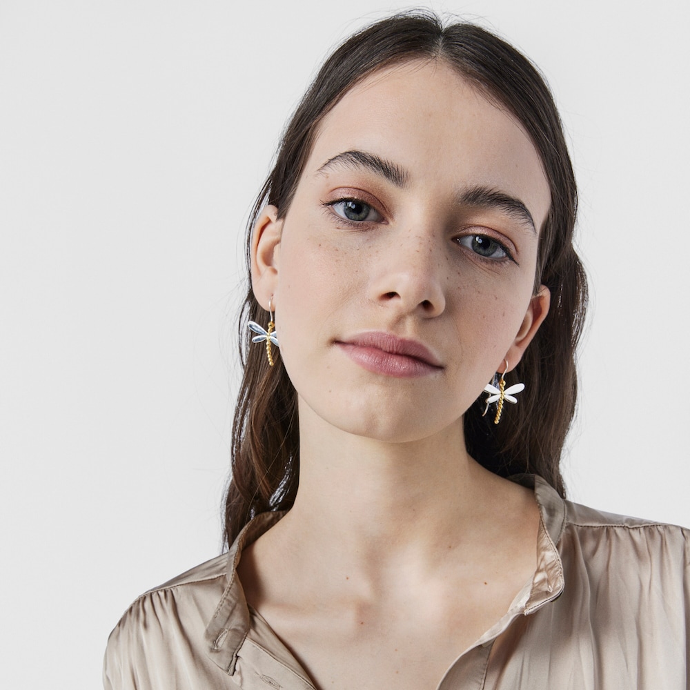 Aretes cortos Real Mix Bera de Plata y Plata con ba&ntilde;o de oro 18 kt sobre plata