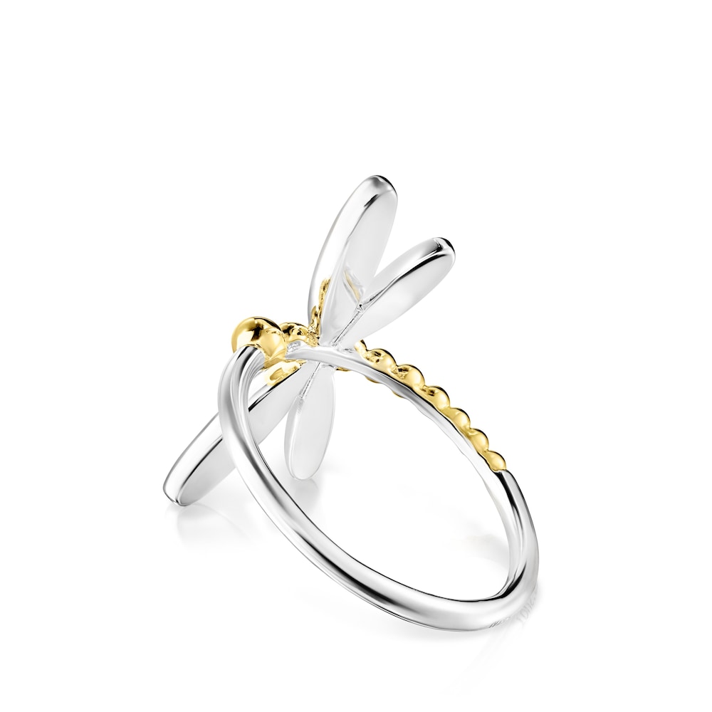 Anillo de plata y plata con ba&ntilde;o de oro 18 kt sobre plata motivo lib&eacute;lula Real Mix Bera