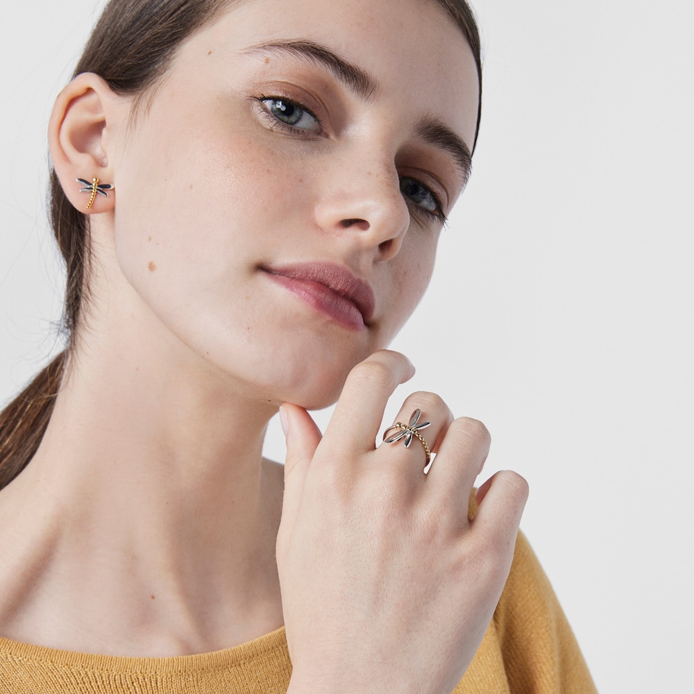 Anillo de plata y plata con ba&ntilde;o de oro 18 kt sobre plata motivo lib&eacute;lula Real Mix Bera