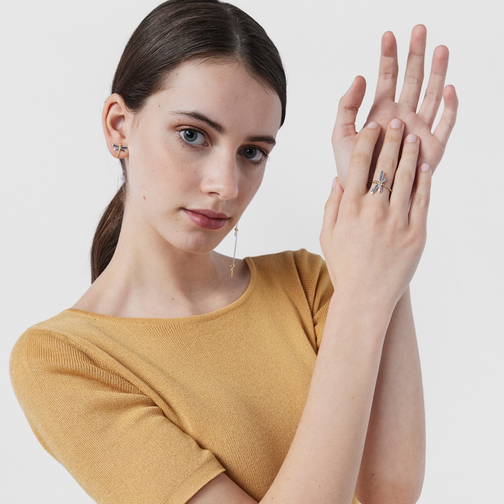 Anillo de plata y plata con ba&ntilde;o de oro 18 kt sobre plata motivo lib&eacute;lula Real Mix Bera