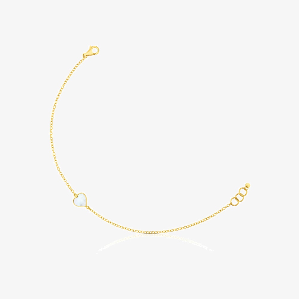 Pulsera coraz&oacute;n de oro y n&aacute;car XXS