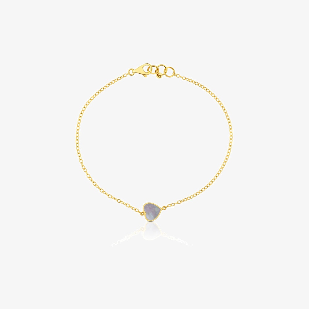 Pulsera coraz&oacute;n de oro y n&aacute;car XXS