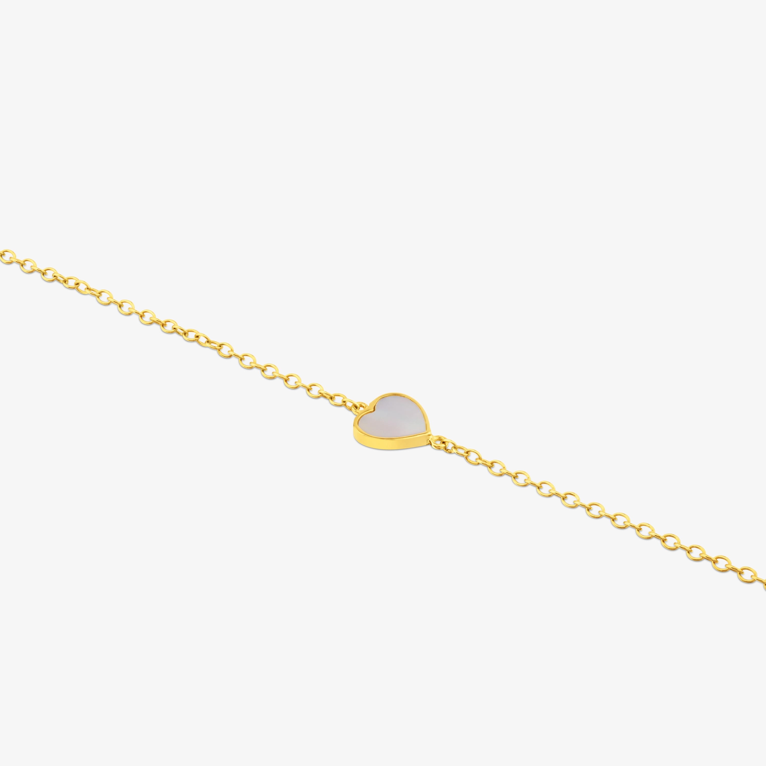 18K solid gold and Mother-of-pearl XXS heart Bracelet