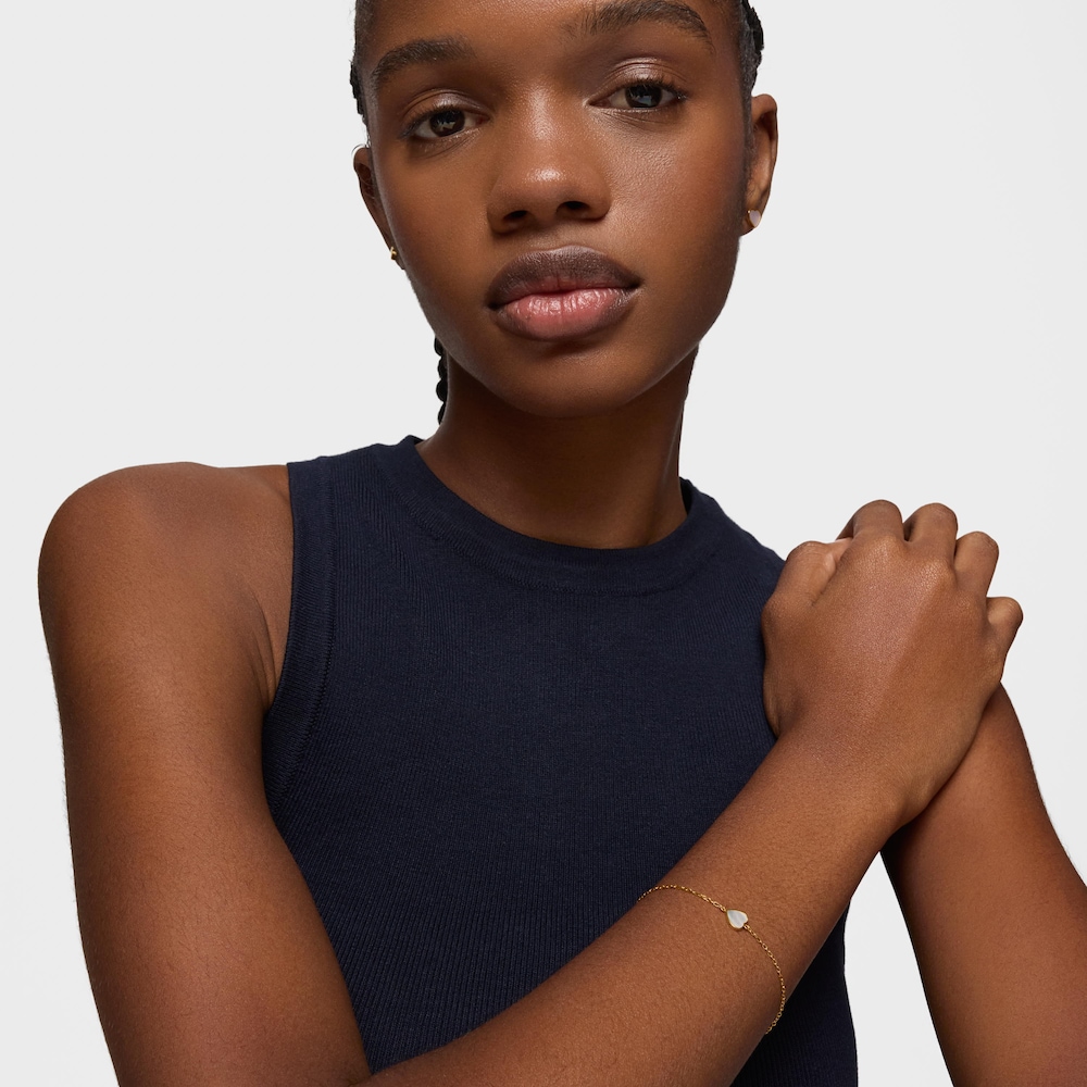 Pulsera coraz&oacute;n de oro y n&aacute;car XXS