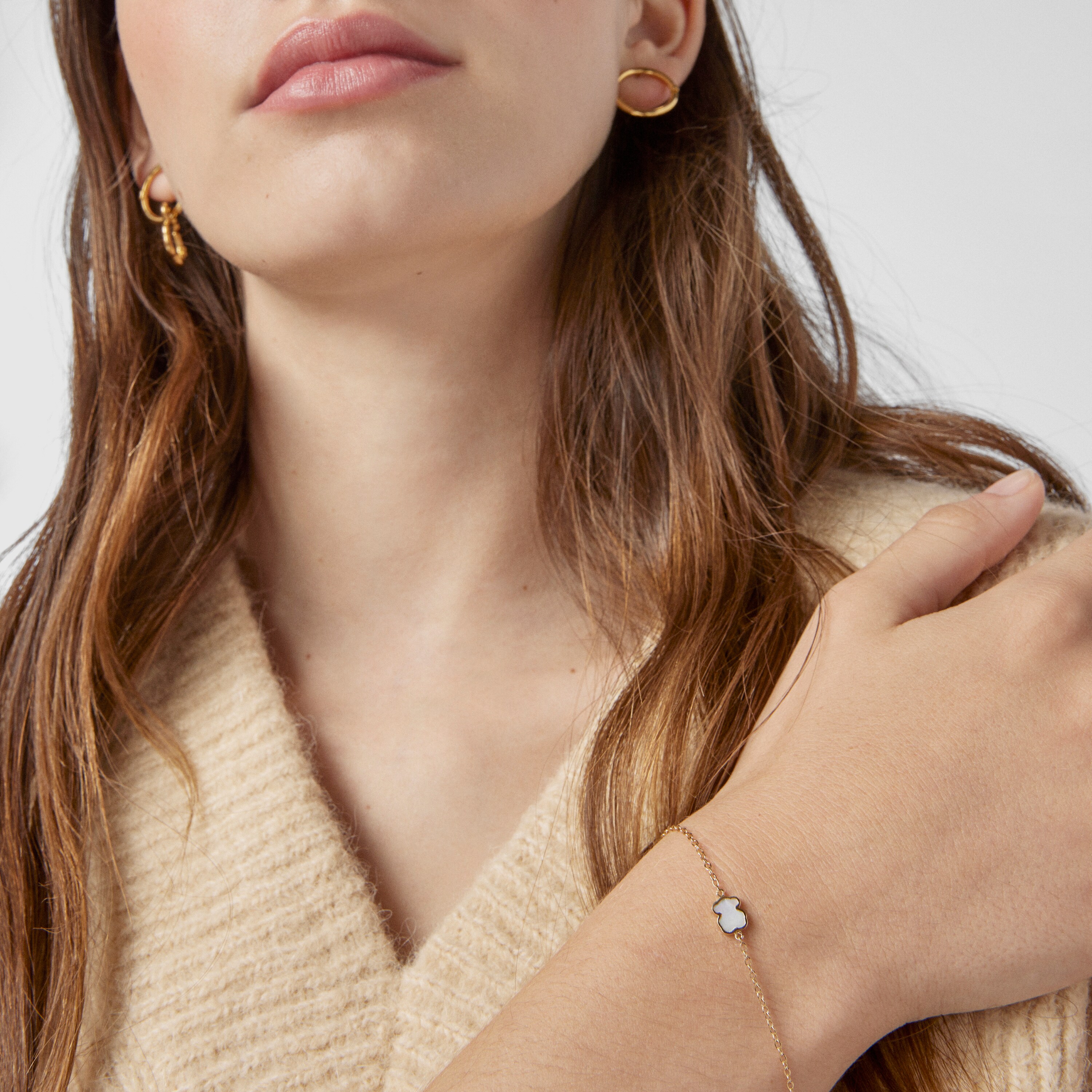 18K solid gold and Mother-of-pearl XXS bear Bracelet