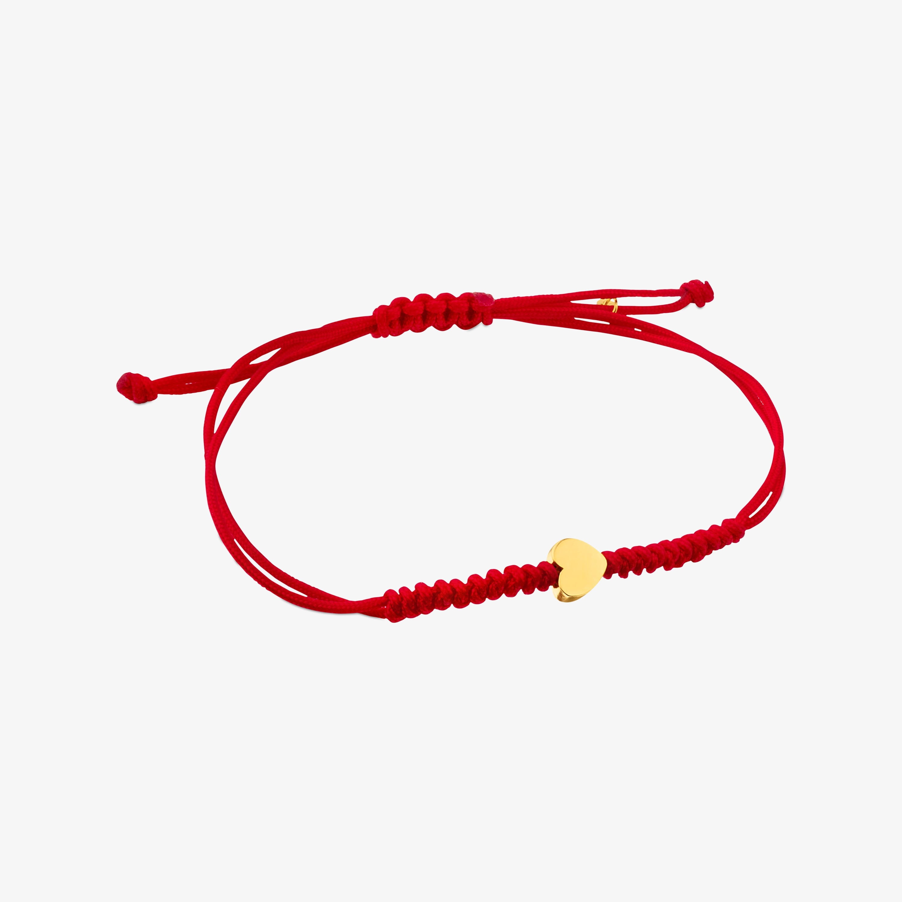 Red Cord and 24 K solid gold Sweet Dolls XXS heart Bracelet