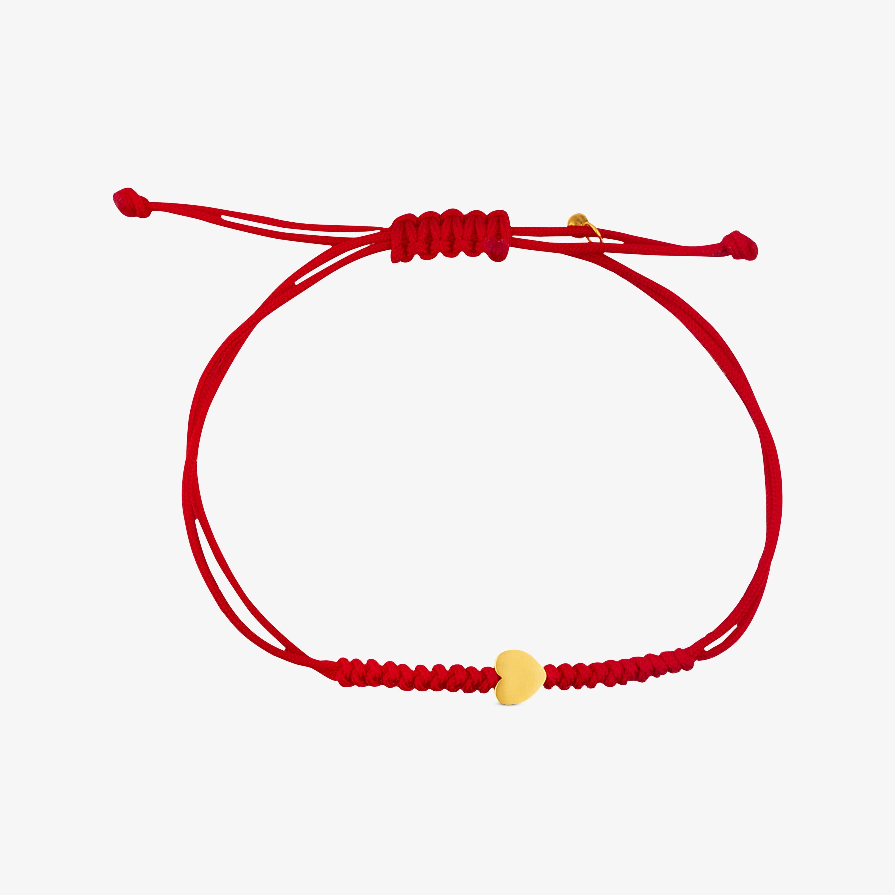 Red Cord and 24 K solid gold Sweet Dolls XXS heart Bracelet