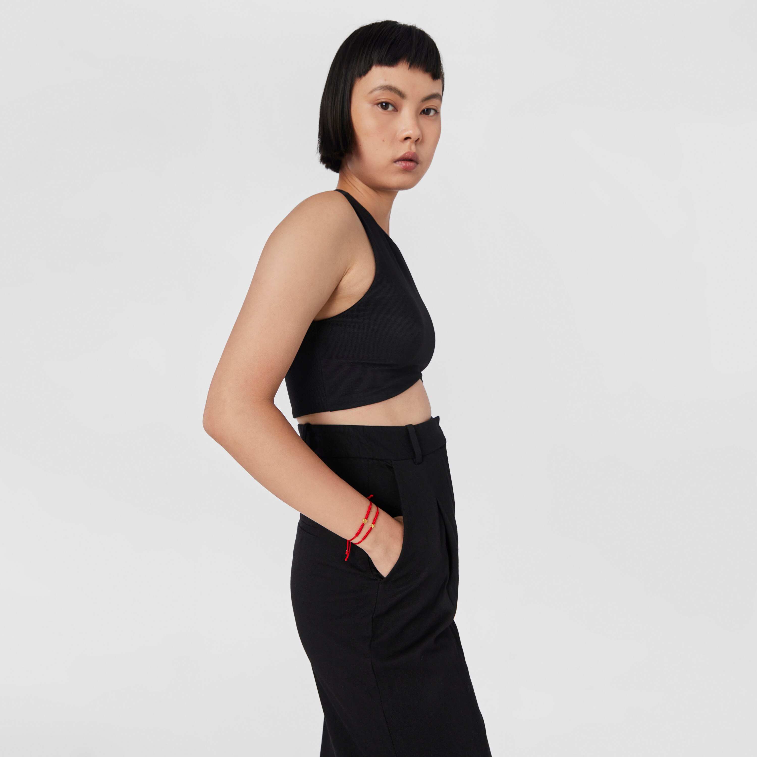 Red Cord and 24 K solid gold Sweet Dolls XXS heart Bracelet