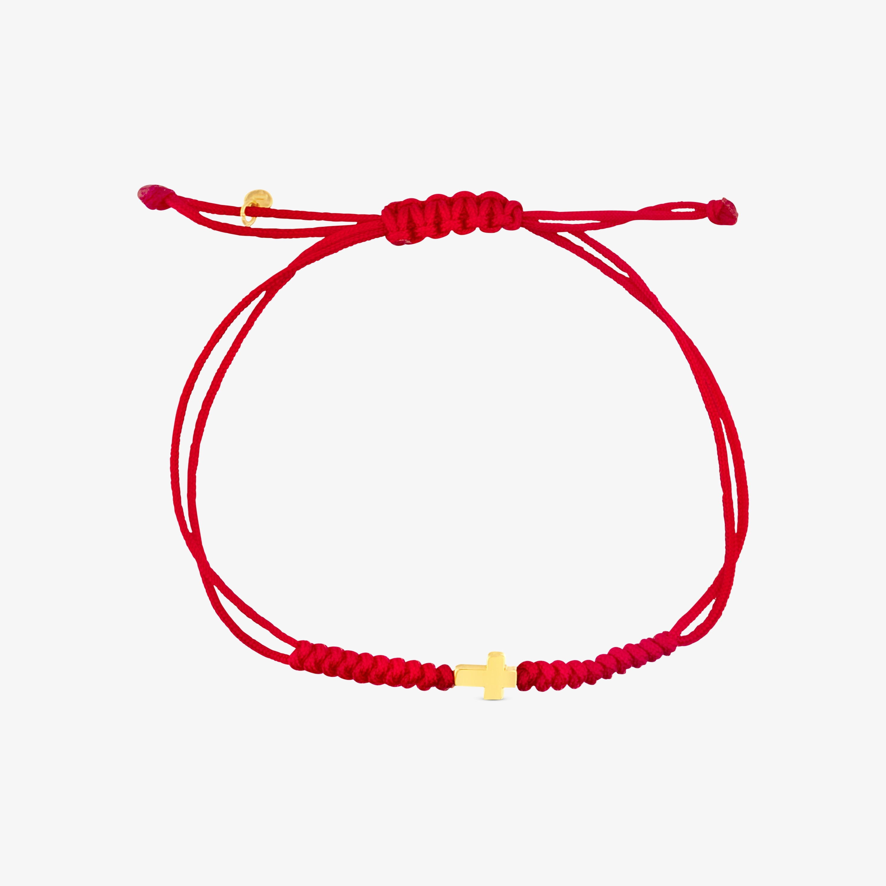 Red Cord and 24 K solid gold Sweet Dolls XXS cross Bracelet