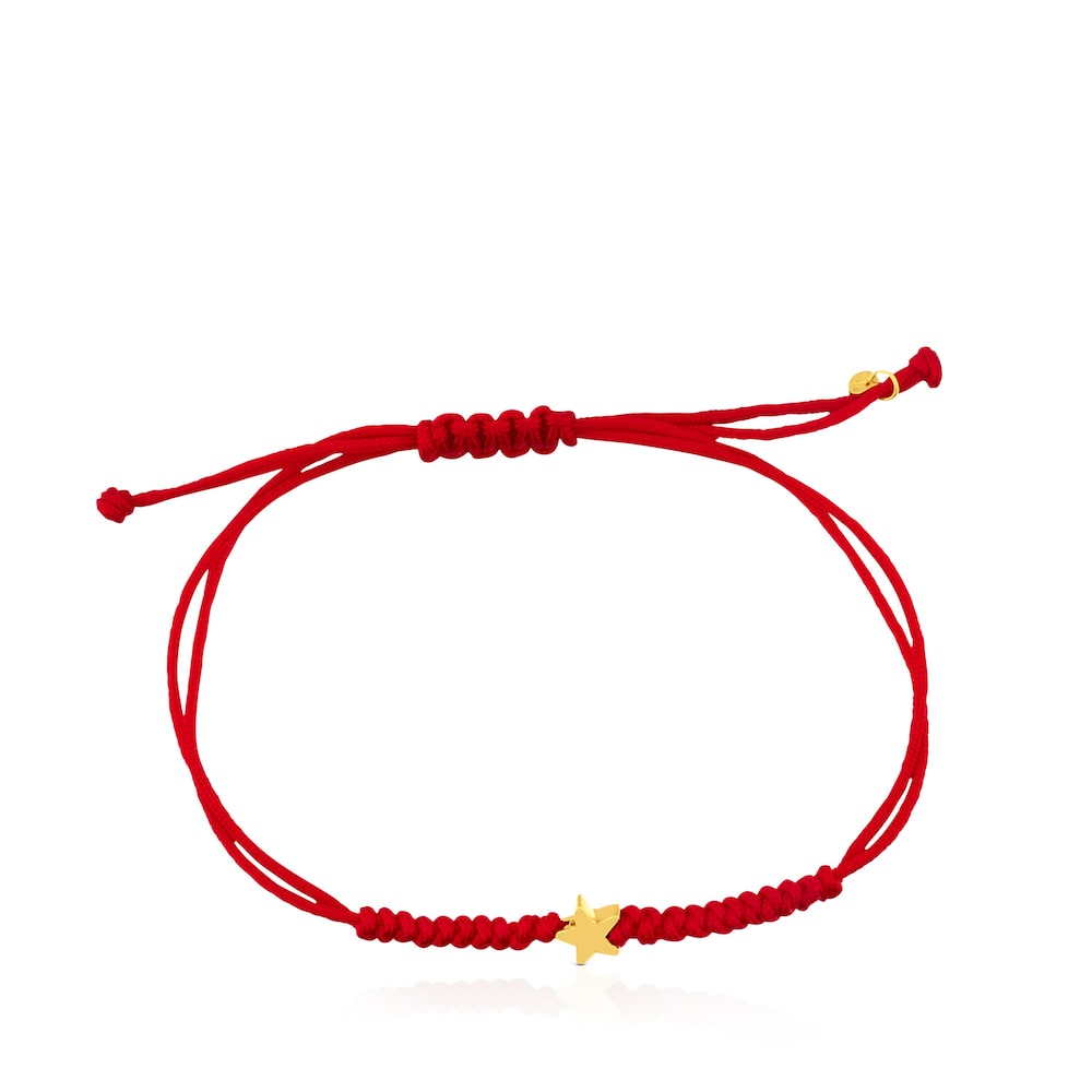 Pulsera estrella de cord&oacute;n en color rojo y oro Sweet Dolls XXS