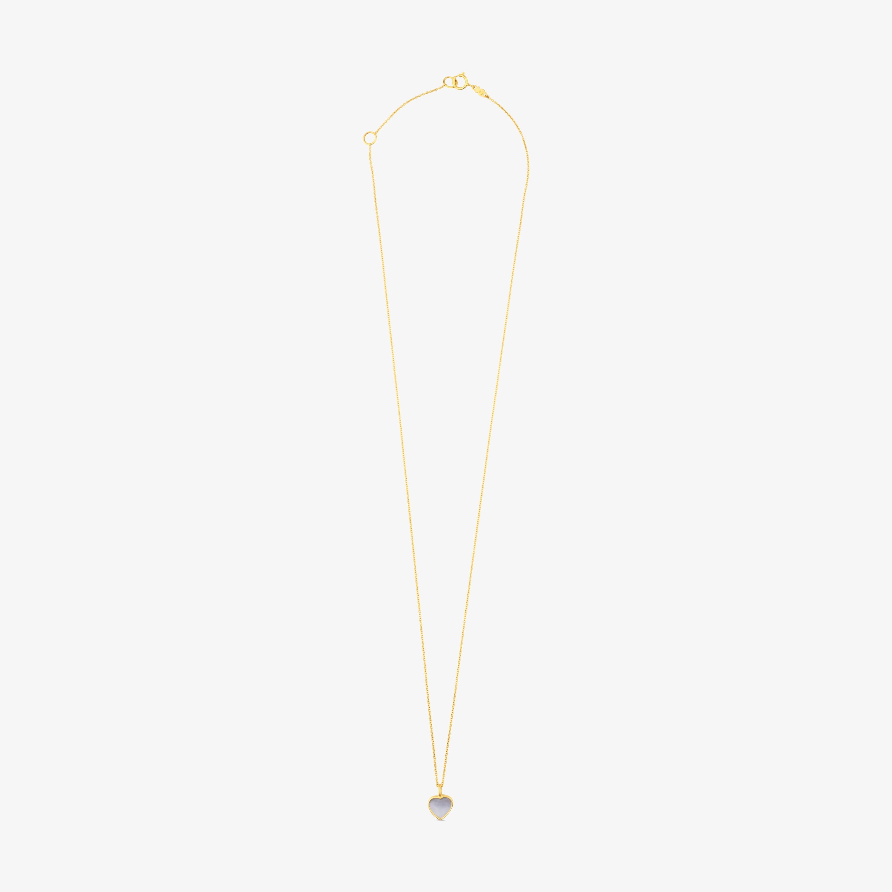 18K solid gold and Mother-of-pearl XXS heart Necklace