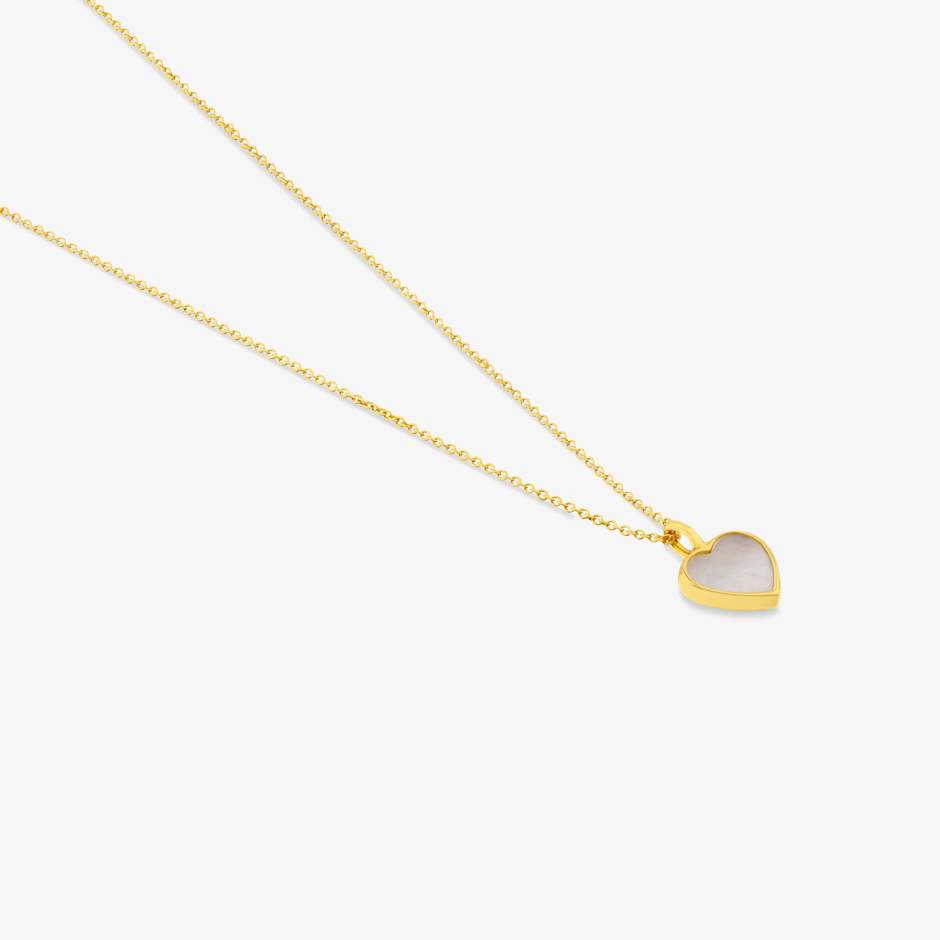 18K solid gold and Mother-of-pearl XXS heart Necklace