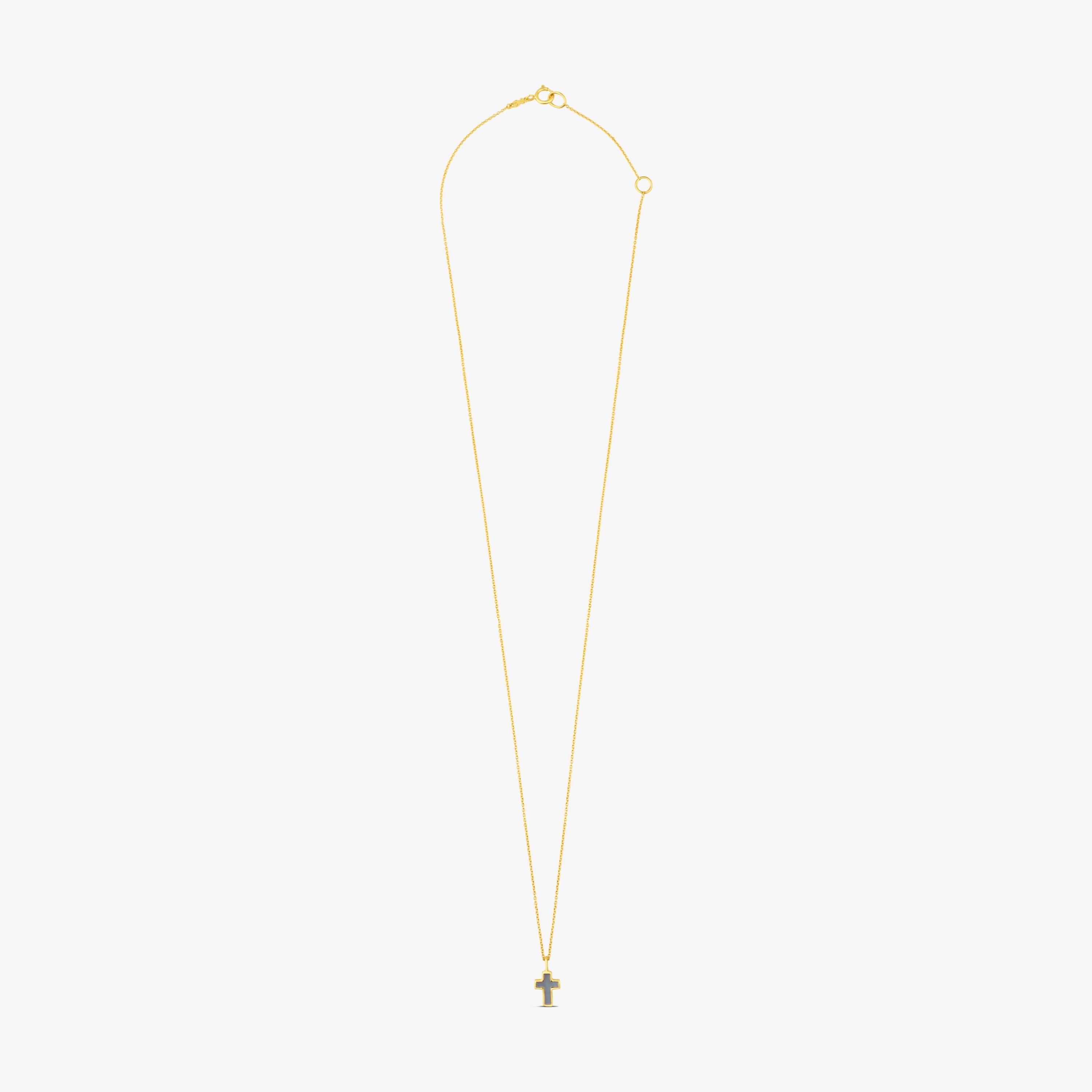 18K solid gold and Mother-of-pearl XXS cross Necklace