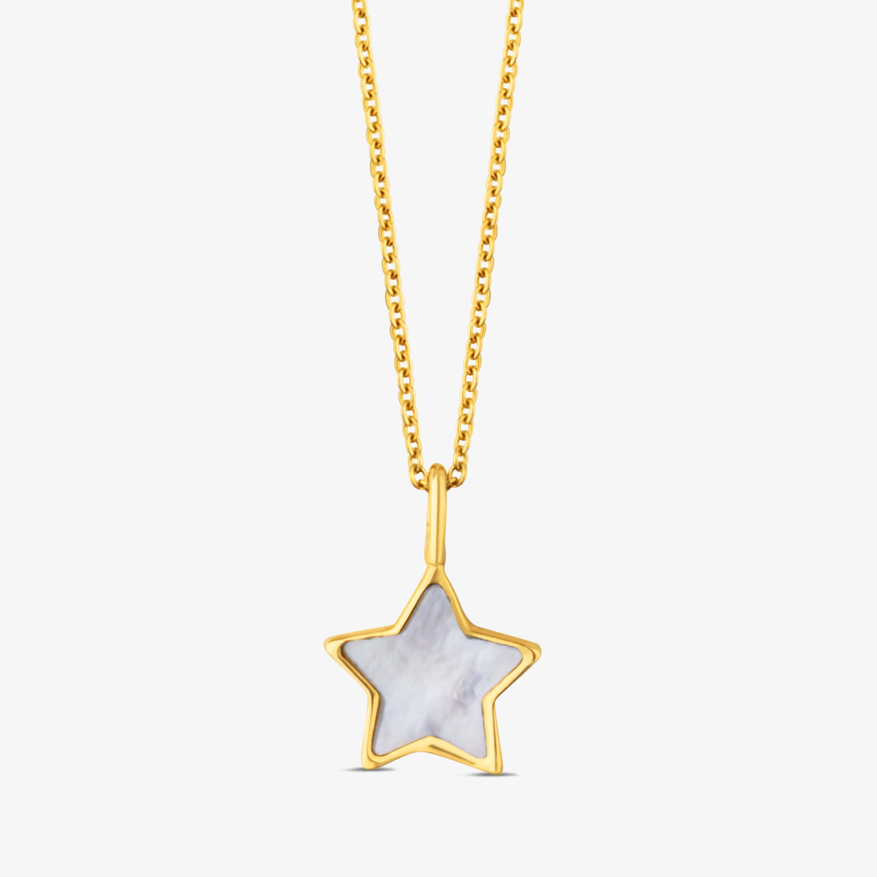 18K solid gold and Mother-of-pearl XXS star Necklace