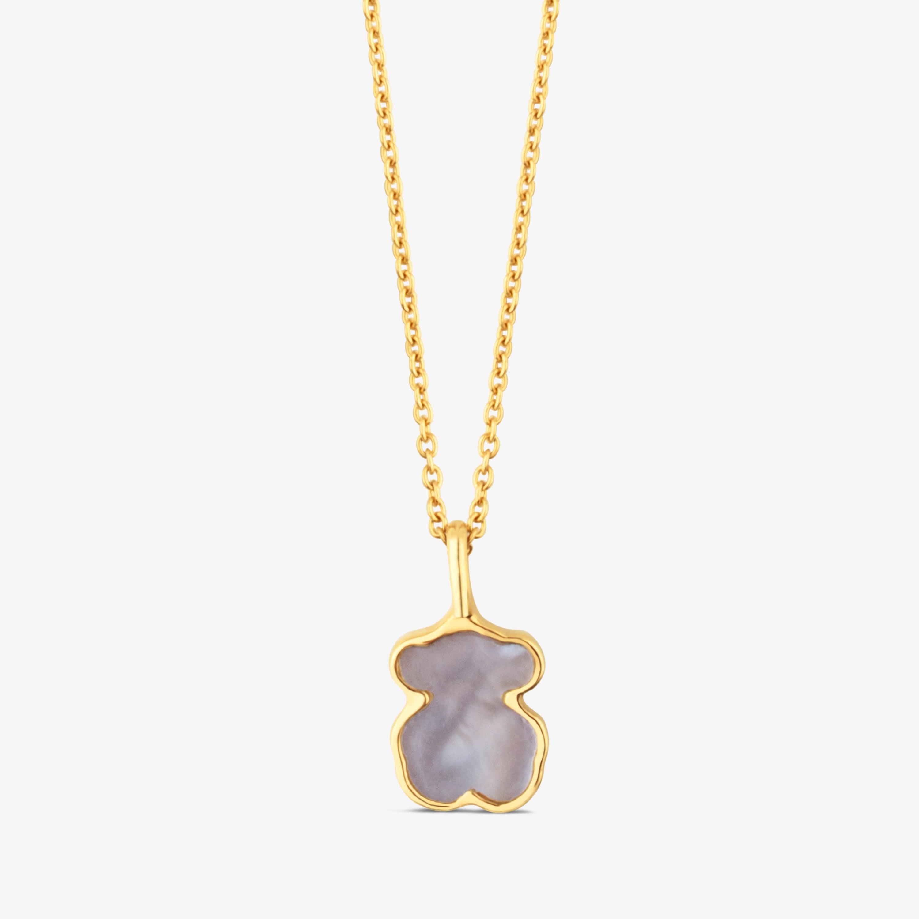 18K solid gold and Mother-of-pearl XXS bear Necklace