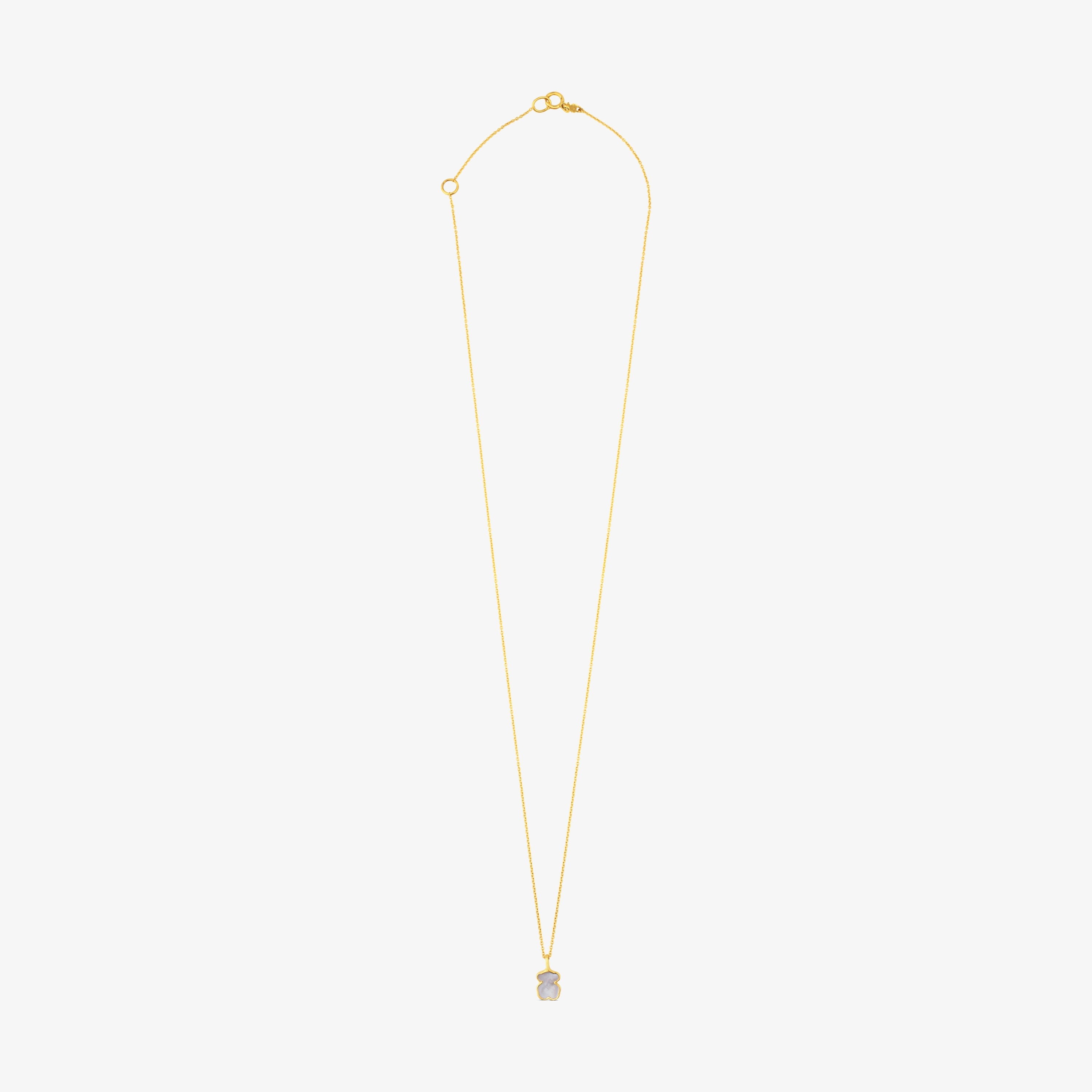 18K solid gold and Mother-of-pearl XXS bear Necklace