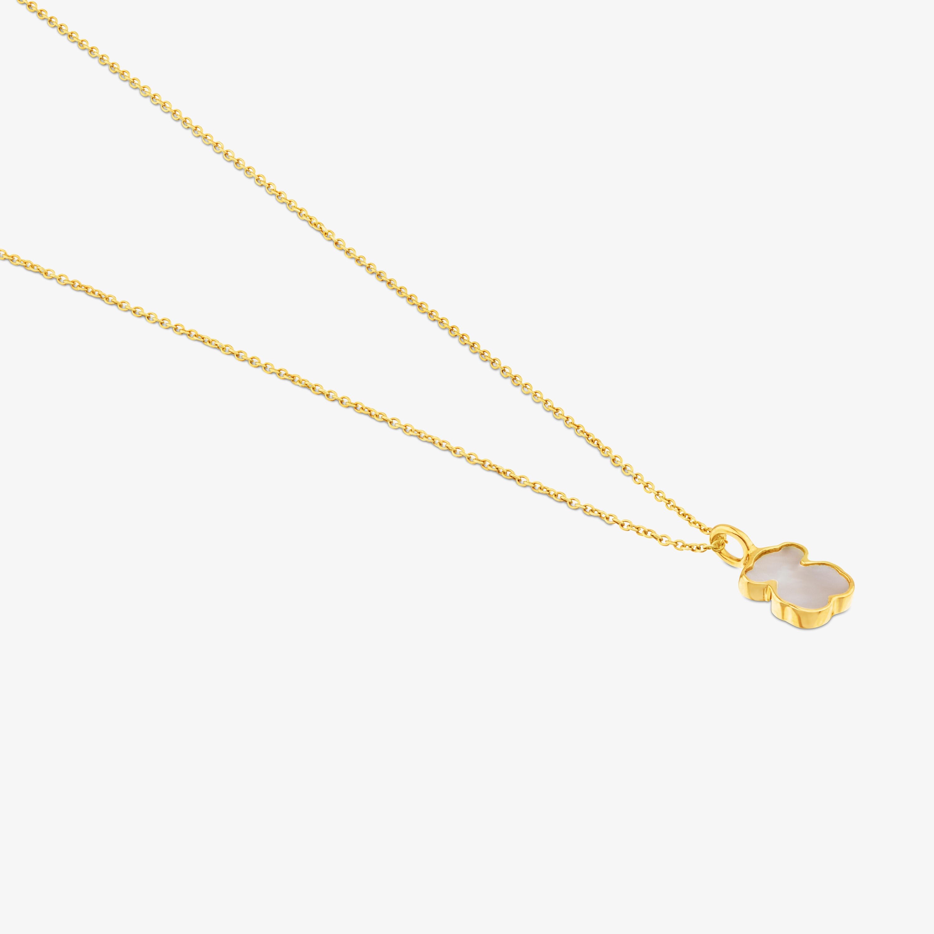 18K solid gold and Mother-of-pearl XXS bear Necklace