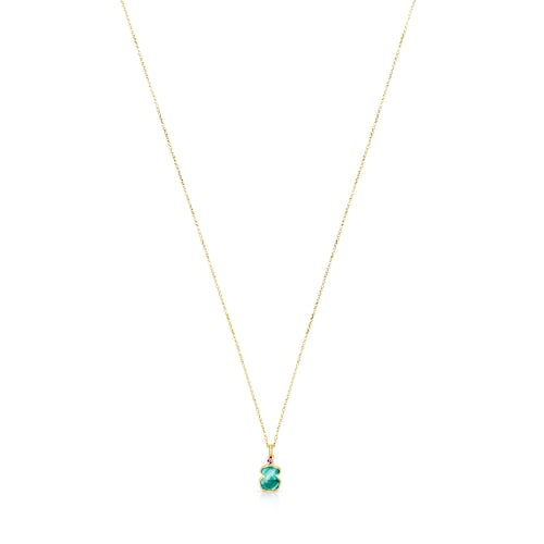 Gold TOUS Color Necklace with Amazonite and Ruby