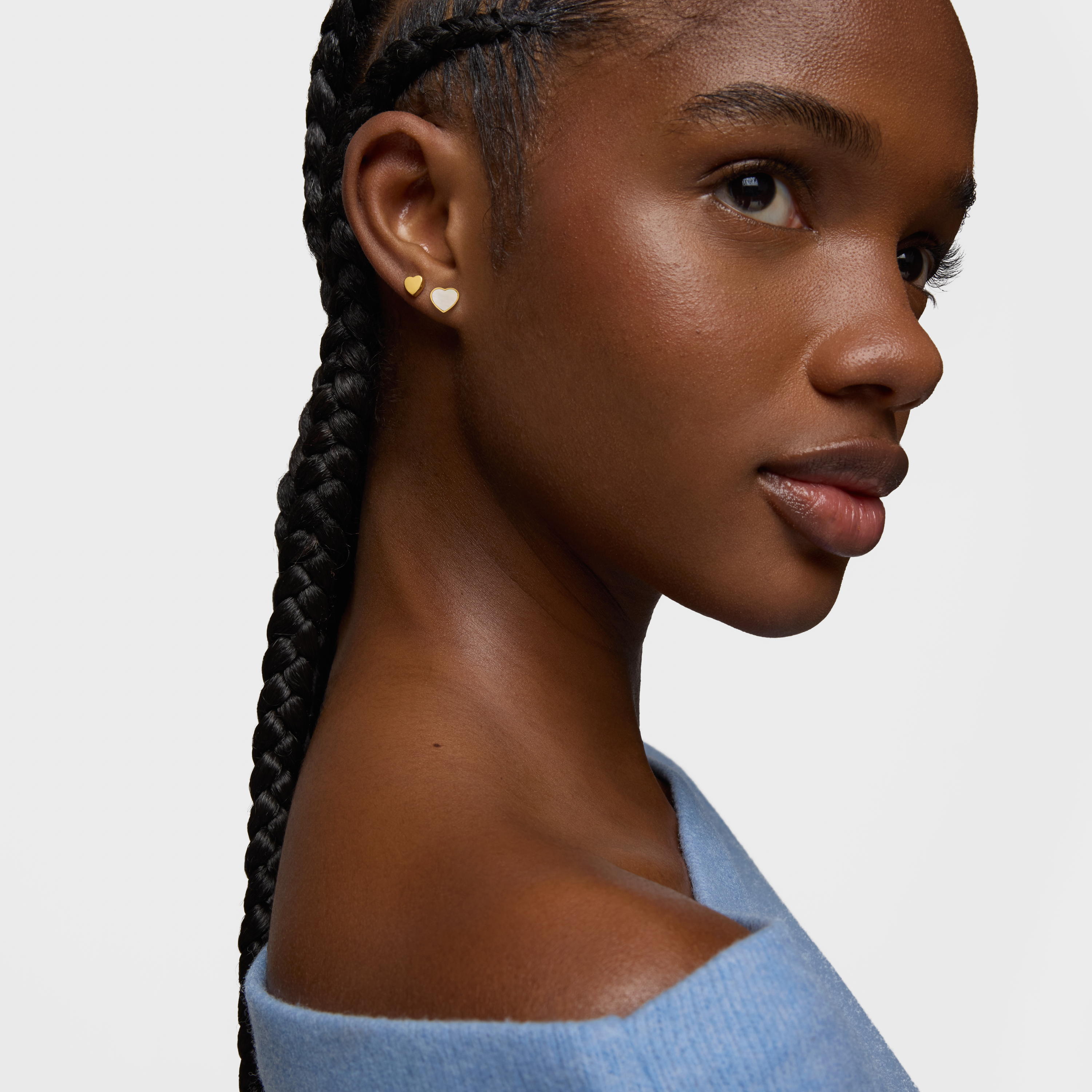 18K solid gold and Mother-of-pearl XXS heart Earrings