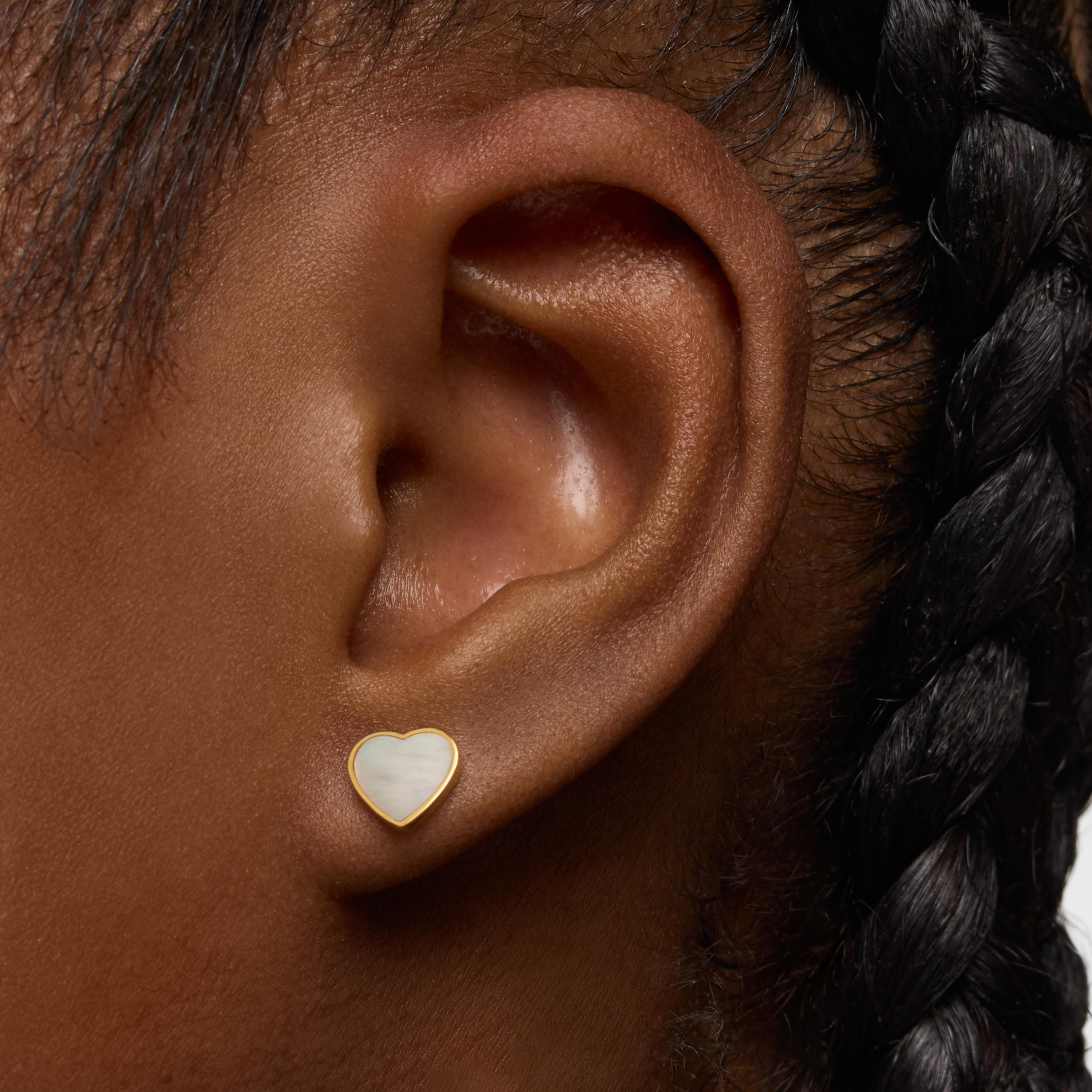 18K solid gold and Mother-of-pearl XXS heart Earrings