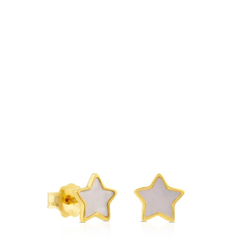 Pendientes estrella de oro y nácar XXS