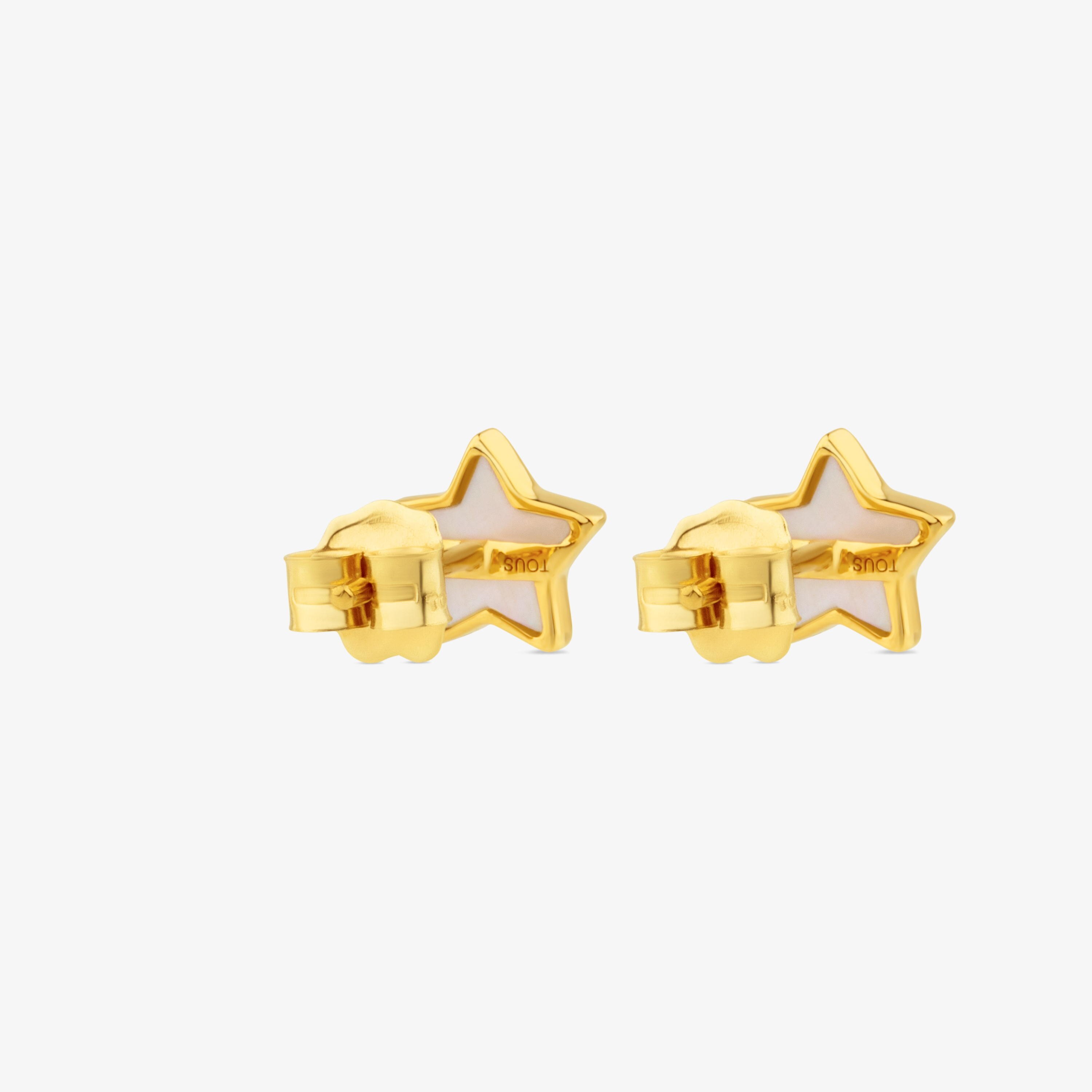 18K solid gold and Mother-of-pearl XXS star Earrings