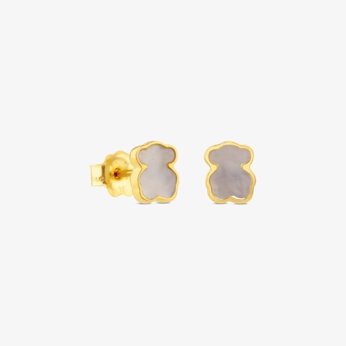 Aretes XXS oso de Oro y Nacar