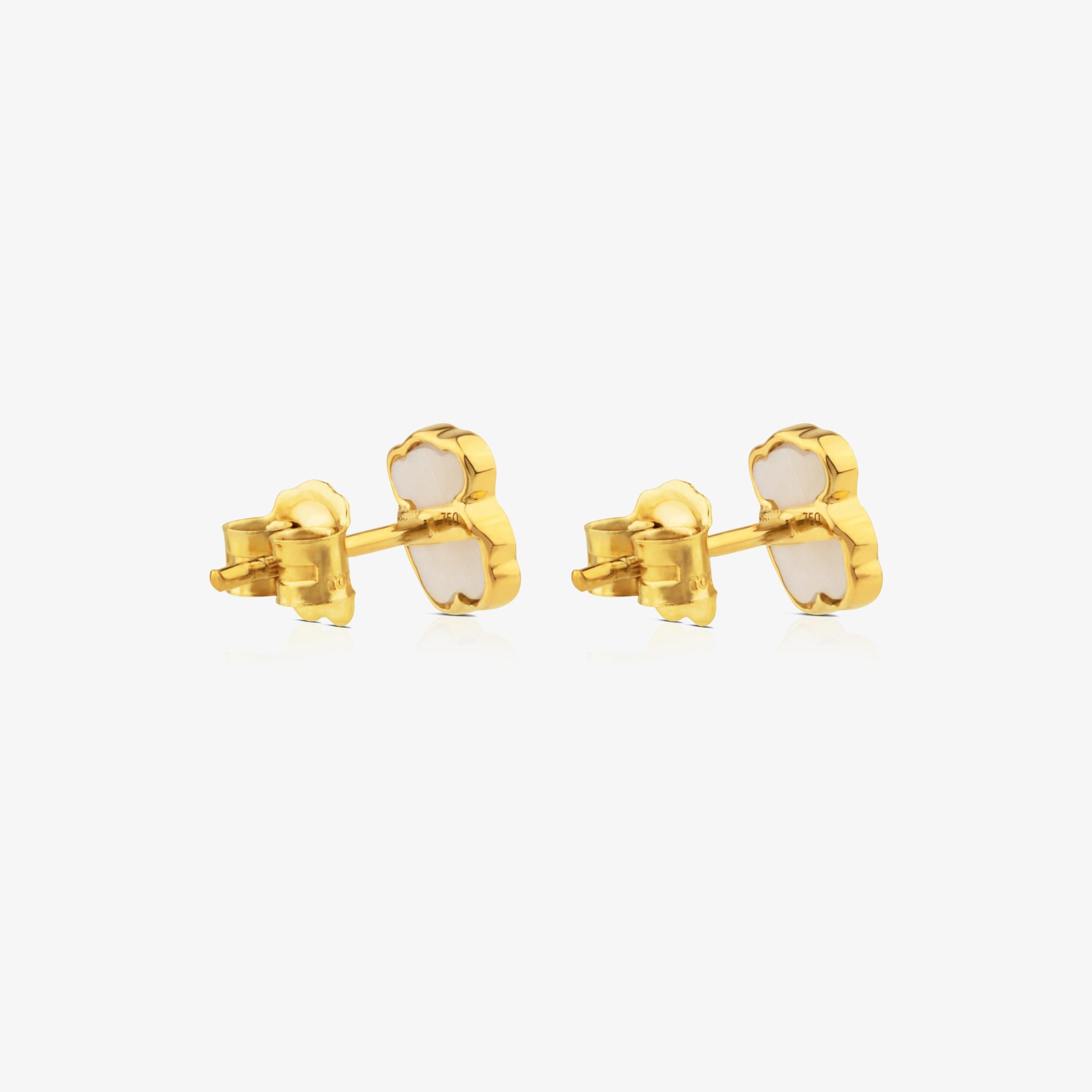 18K solid gold and Mother-of-pearl XXS bear Earrings