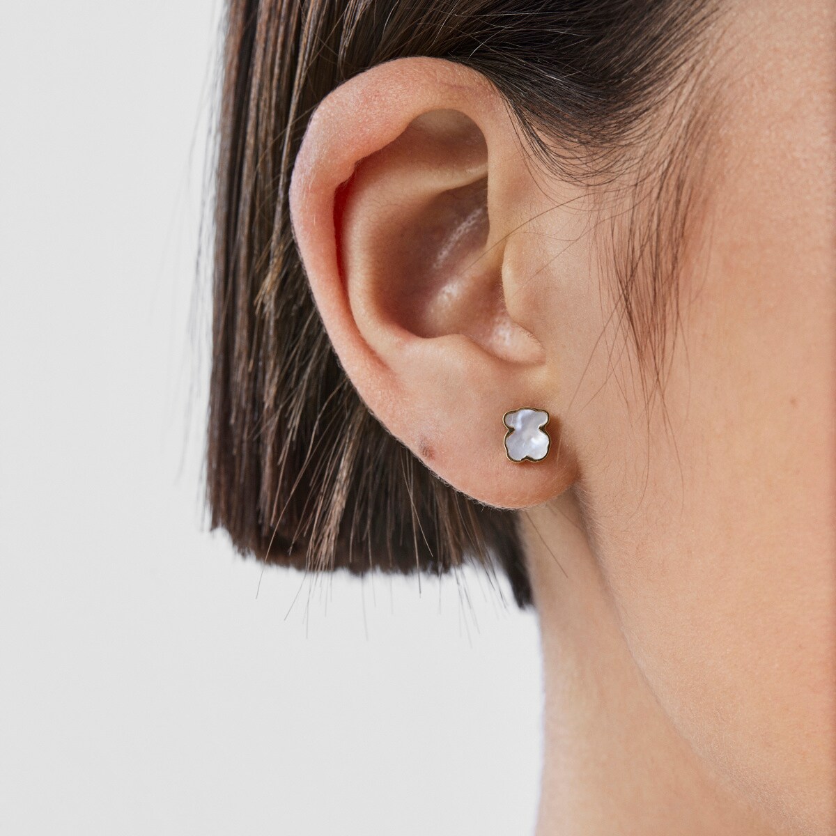 Pendientes oso de oro y nácar XXS