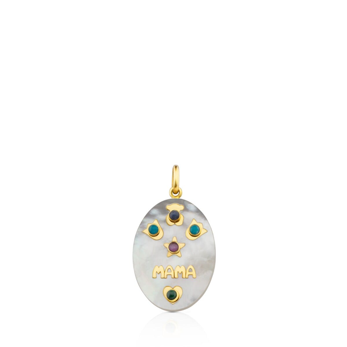 Gold TOUS Mama Power Pendant with Mother-of-pearl and Gemstones