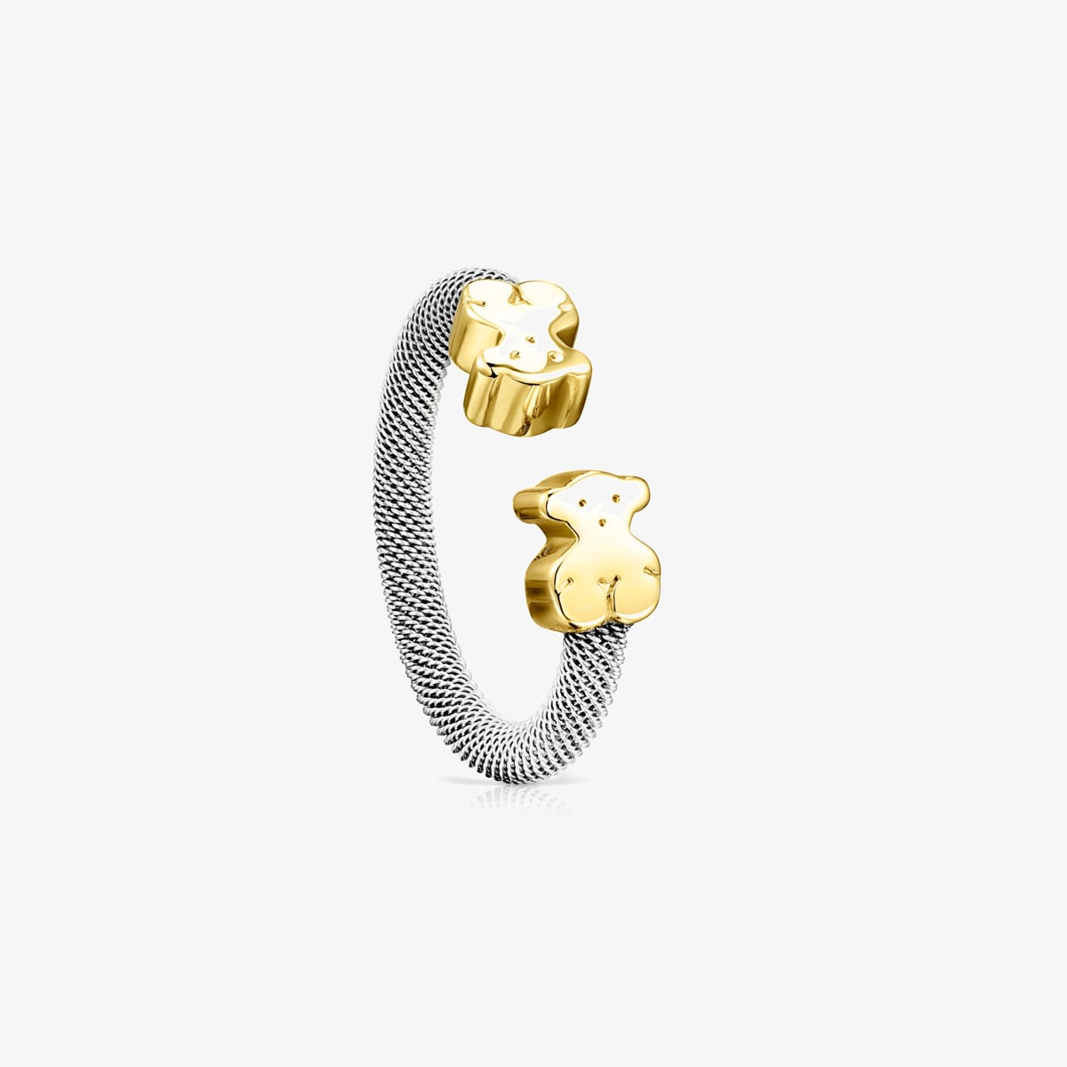 Tous - Anillo De Acero Y Oro Motivo Oso Mediano Tous Mesh Talla 13