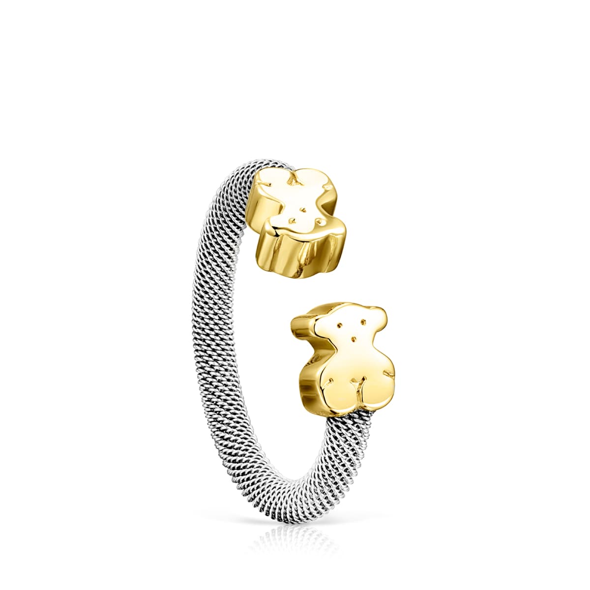 Tous - Anillo De Acero Y Oro Motivo Oso Mediano Tous Mesh Talla 13