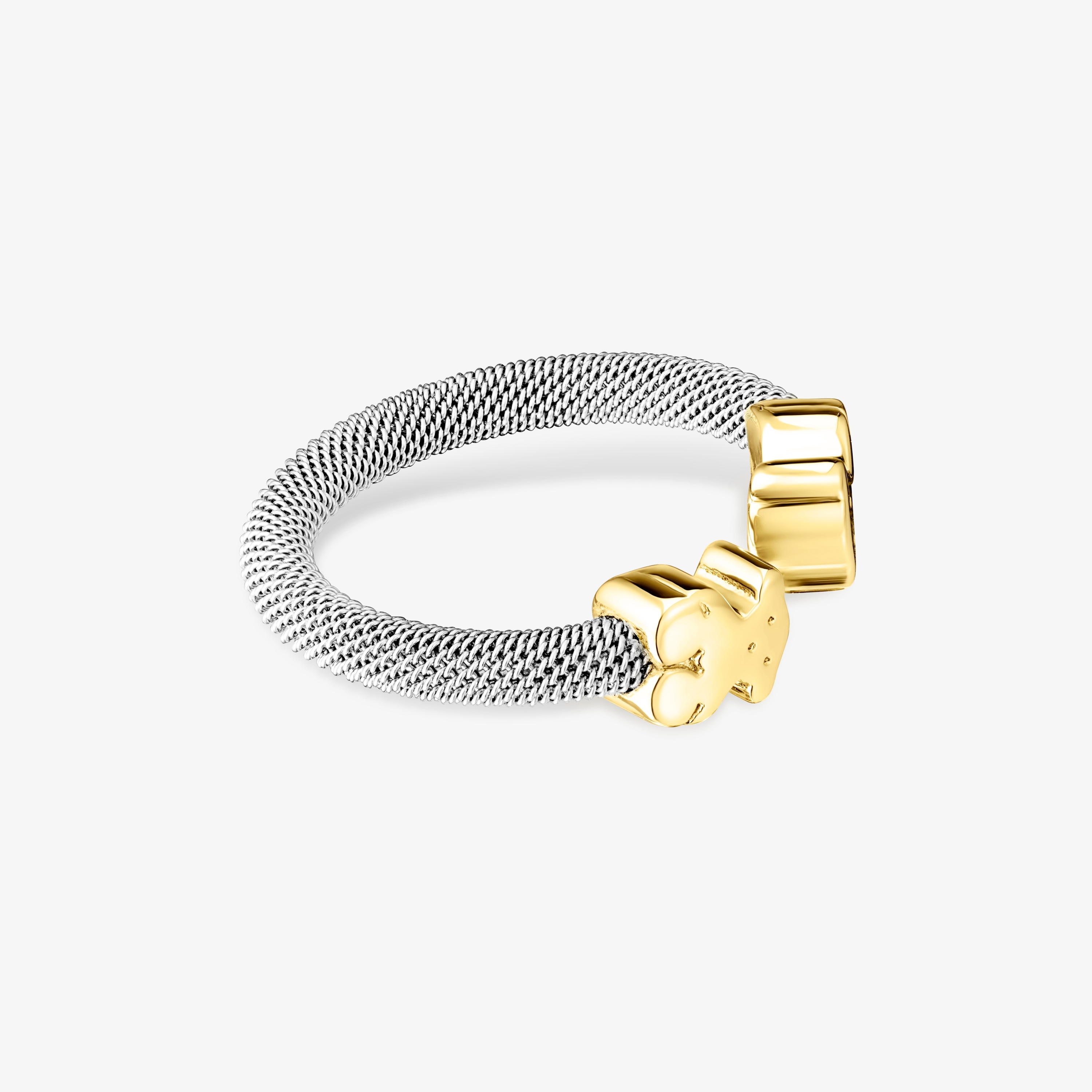 Steel and 18K solid gold TOUS Mesh Ring 0,7cm.