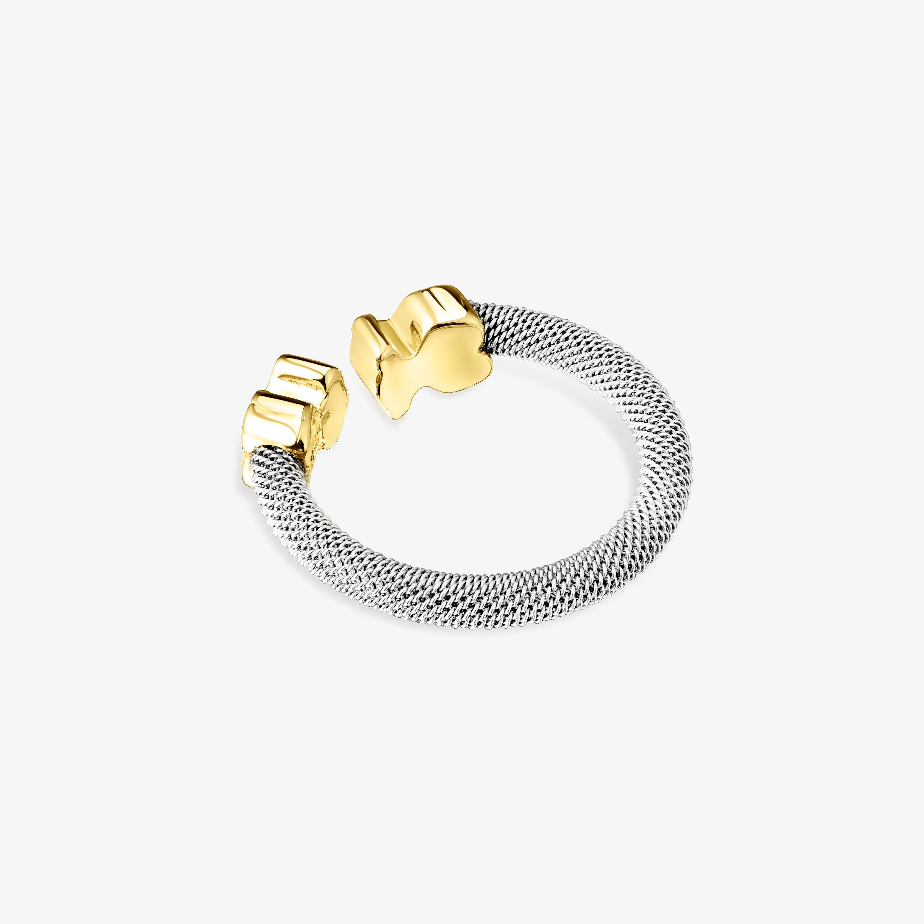 Steel and 18K solid gold TOUS Mesh Ring 0,7cm.