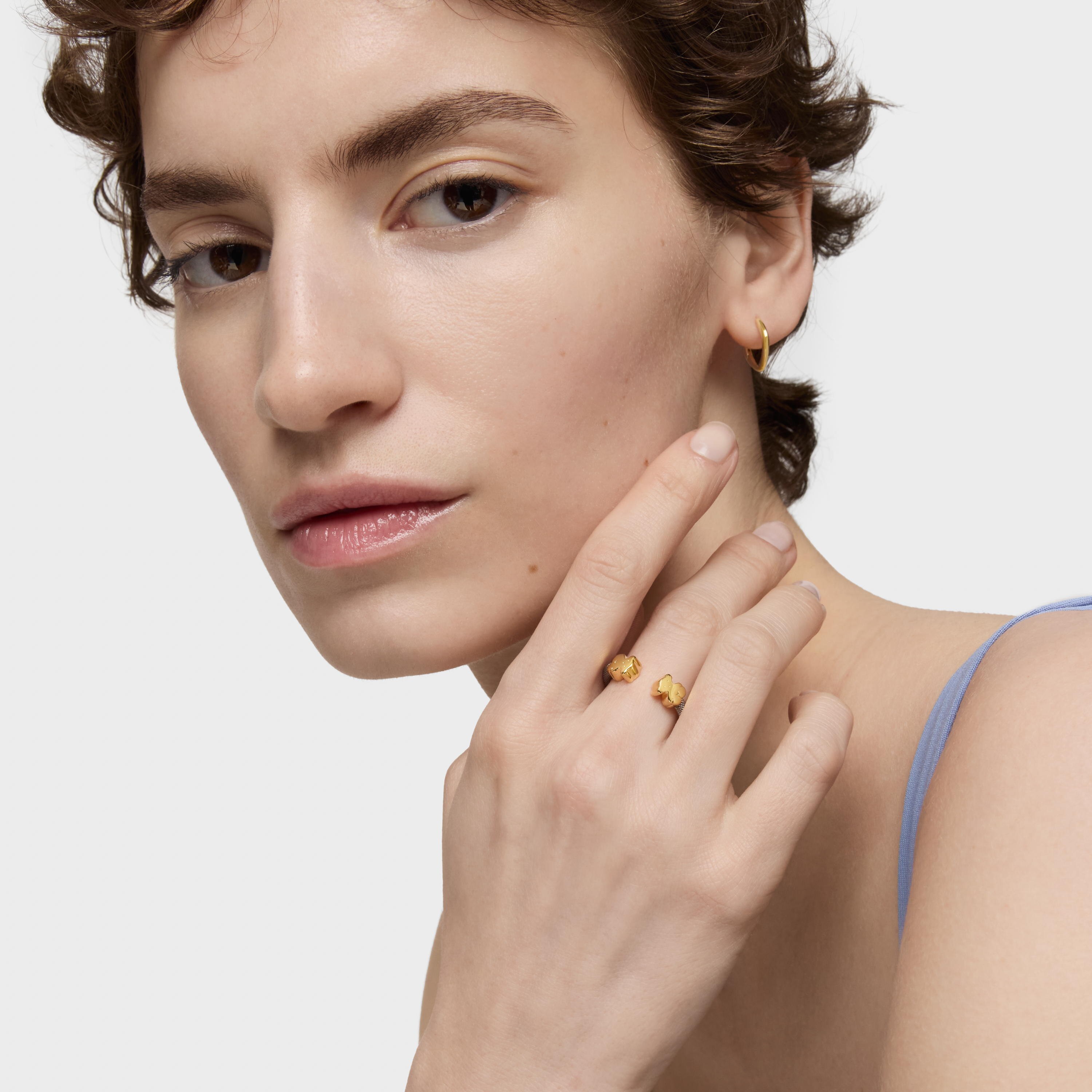Steel and 18K solid gold TOUS Mesh Ring 0,7cm.
