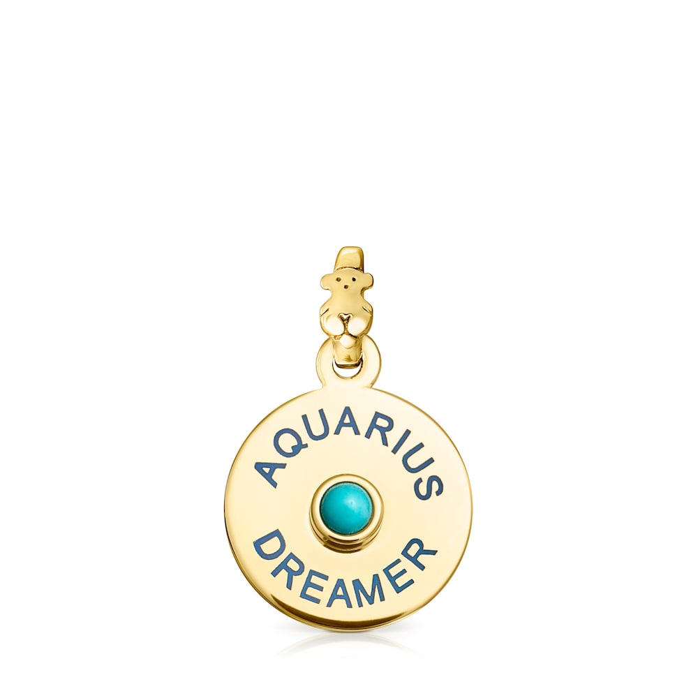 Colgante Acuario con baño de oro 18 kt sobre plata y turquesa TOUS Horoscopes image number 0