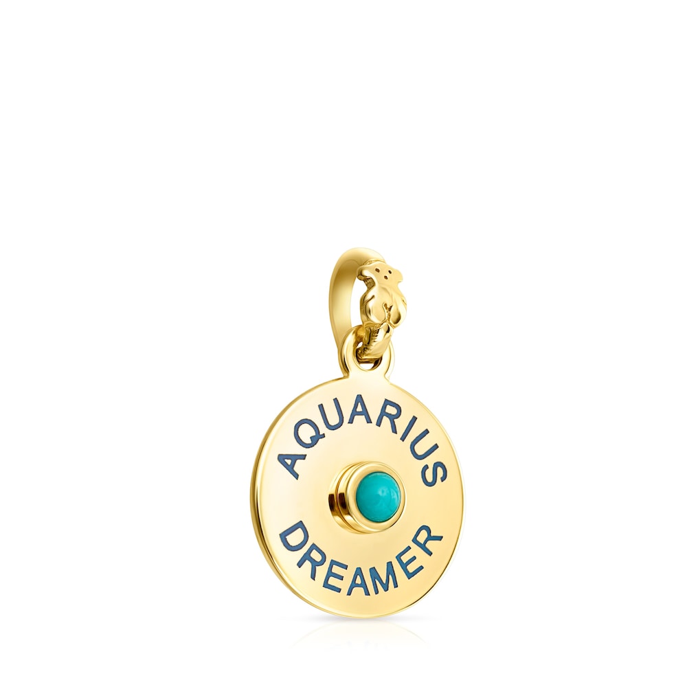 Colgante Acuario con baño de oro 18 kt sobre plata y turquesa TOUS Horoscopes image number 1