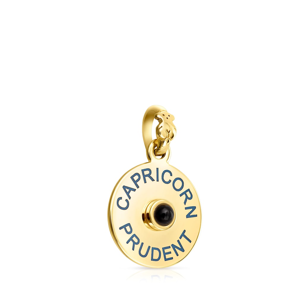 Vermeil Silver TOUS Horoscopes Capricorn Pendant with Onyx