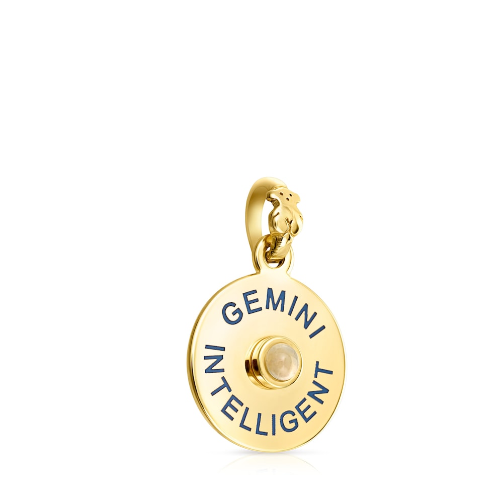 Colgante Geminis con baño de oro 18 kt sobre plata y calcedonia TOUS Horoscopes image number 1