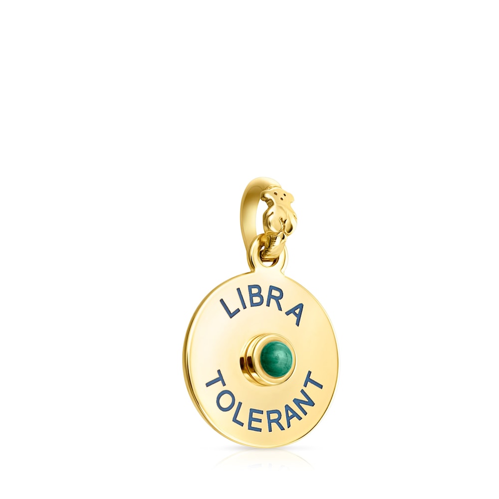 Colgante TOUS Horoscopes Libra con baño de oro 18 kt sobre plata y malaquita image number 1