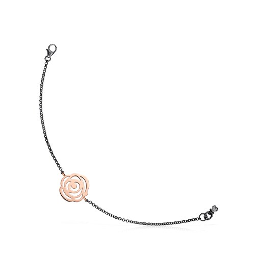 Pulsera Rosa de Abril con ba&ntilde;o de oro rosa 18 kt sobre plata