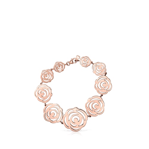 Pulseira Rosa de Abril em Prata Vermeil rosa