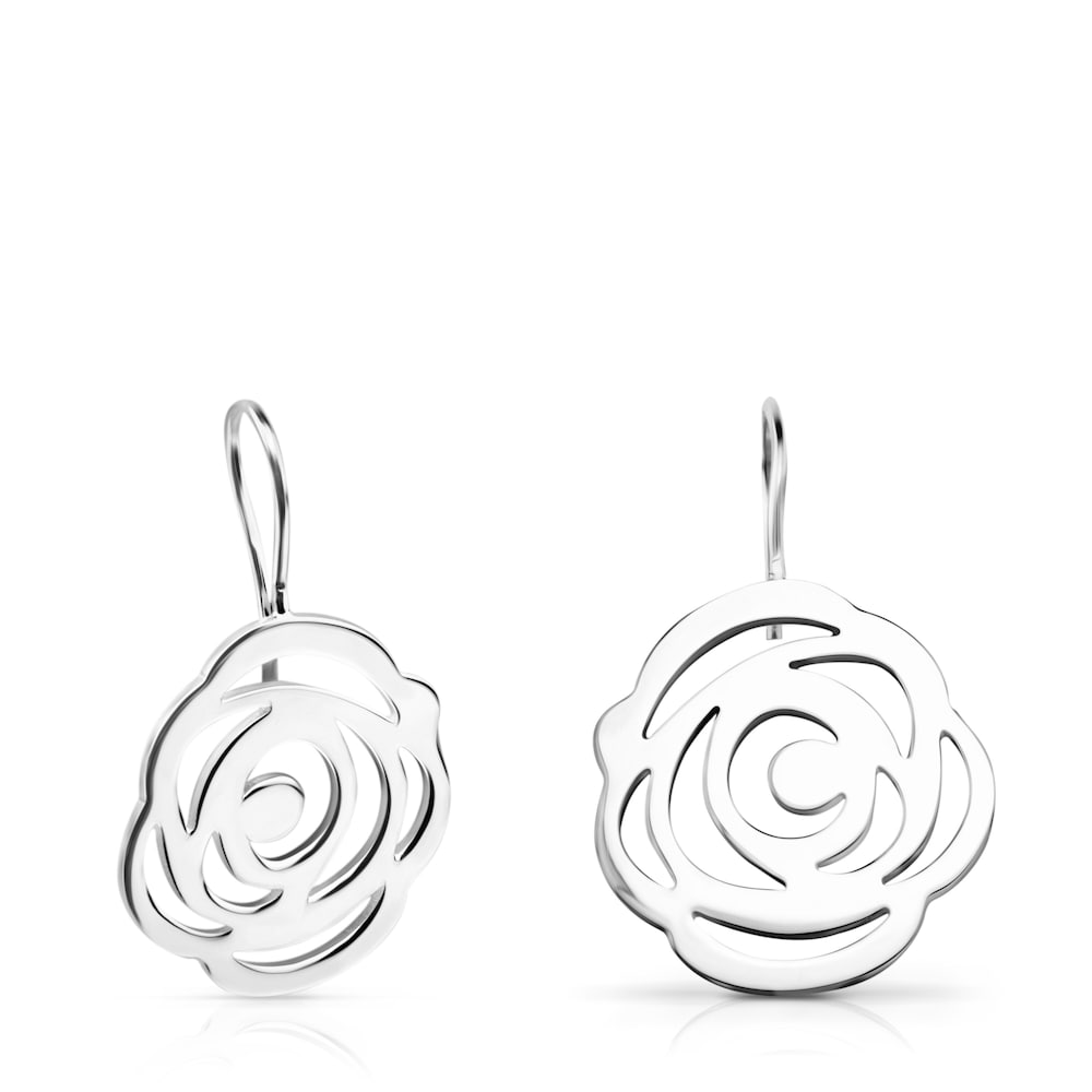 Pendientes de plata 2,5cm. Rosa de Abril