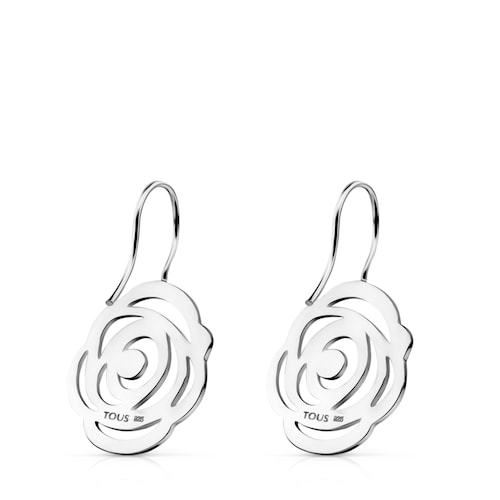 Pendientes de plata 2,5cm. Rosa de Abril