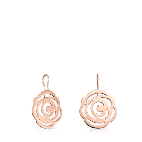 Brincos curtos Rosa de Abril em Prata Vermeil rosa