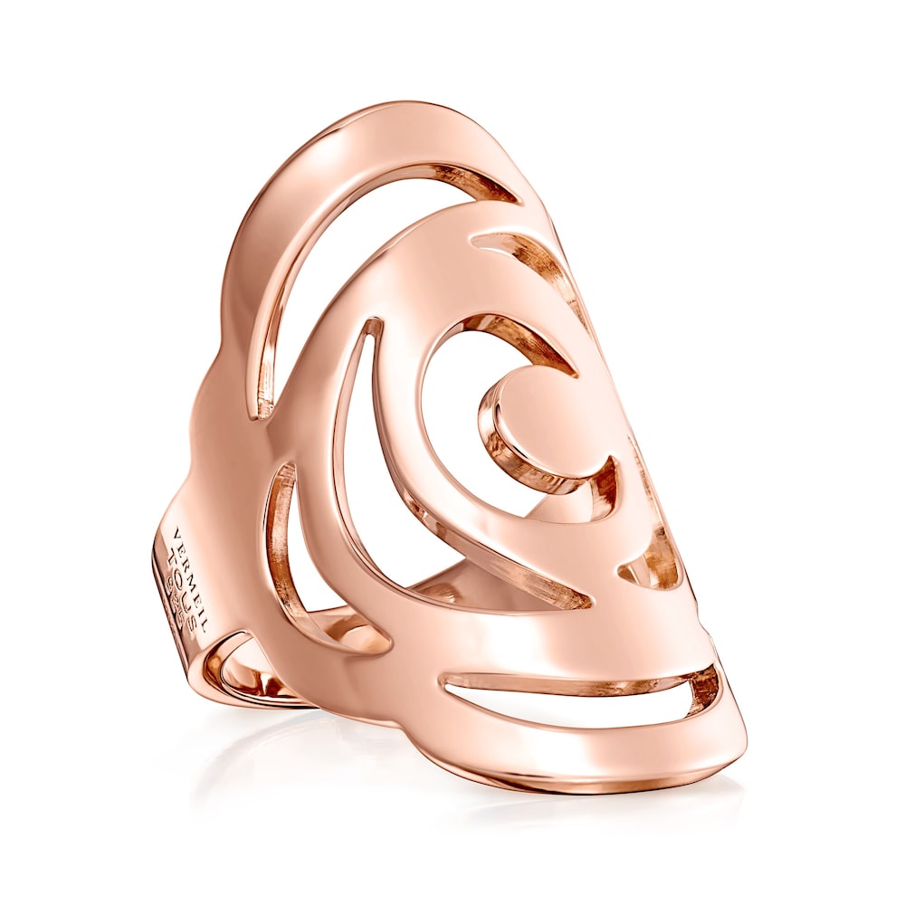 Anel Rosa de Abril em Prata Vermeil rosa