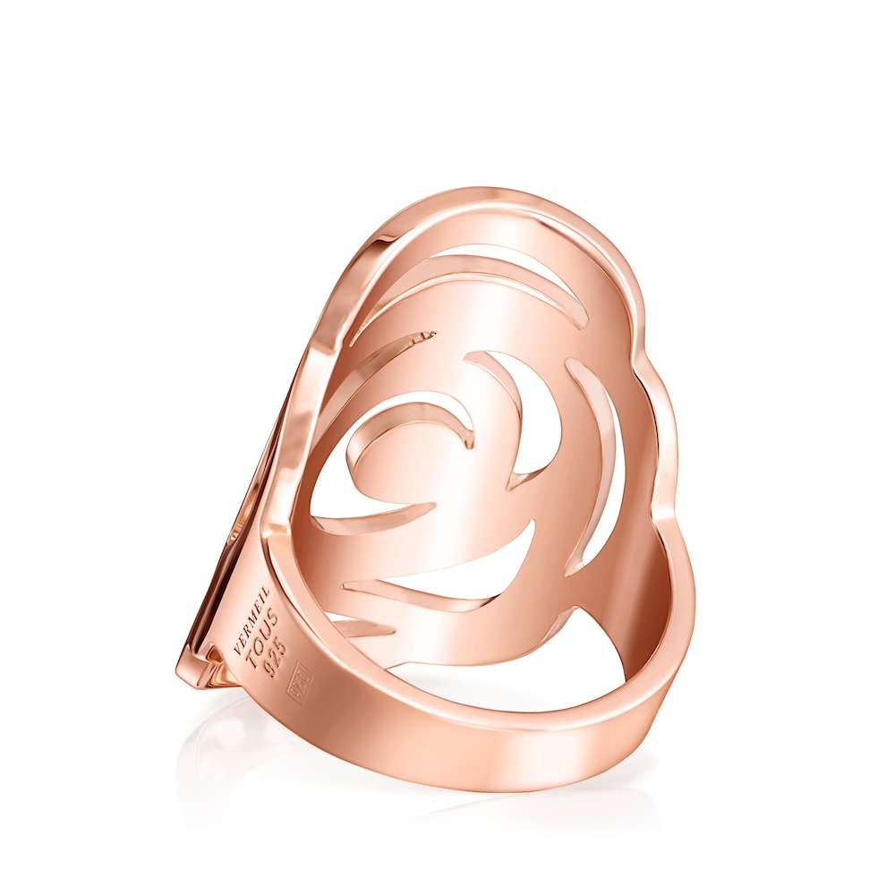 Anel Rosa de Abril em Prata Vermeil rosa